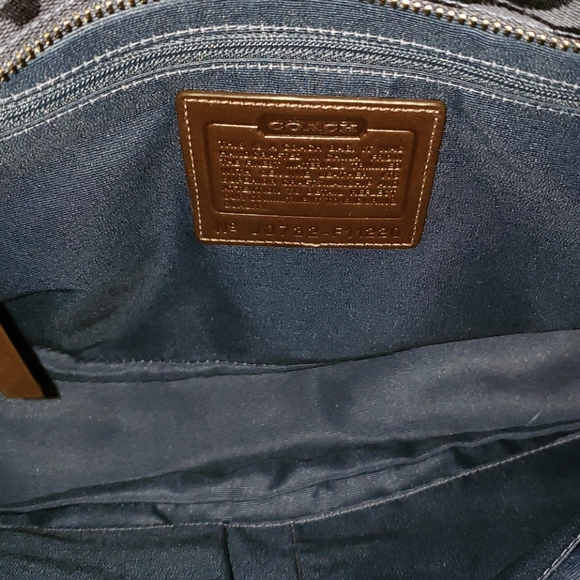 Coach Signature Navy blue and brown leather tote - Picture 3 of 3